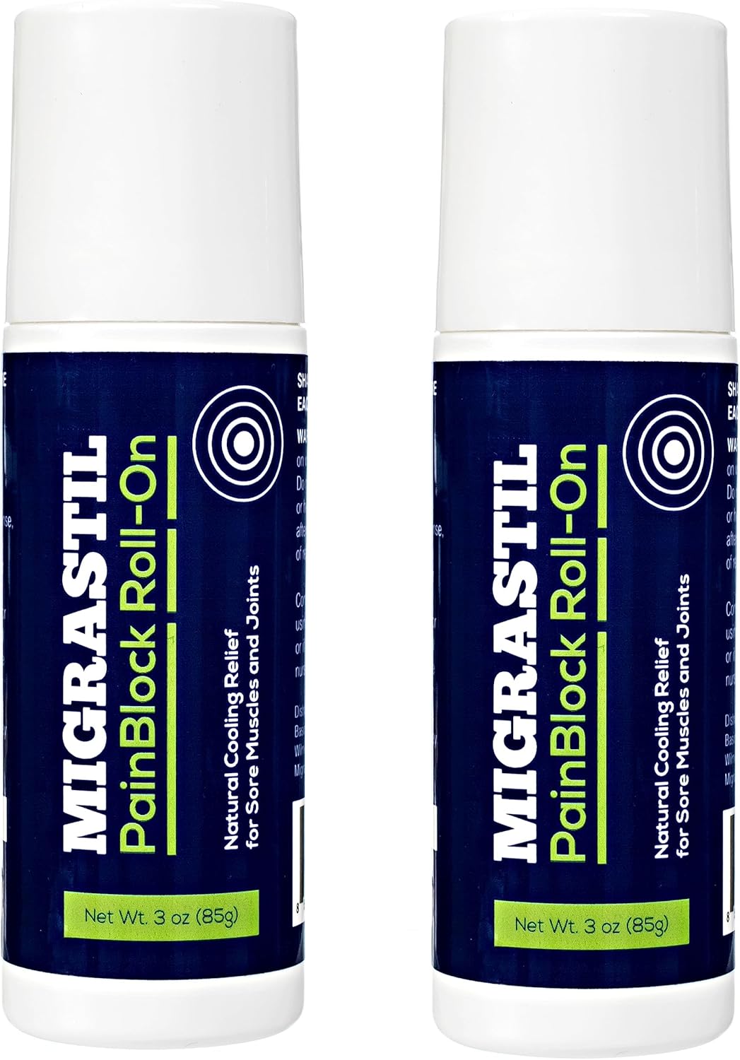 Migrastil PainBlock Roll-On 3 oz - Topical Roll-On for Muscle Aches, Cramps, Joint & Nerve Discomfort. Works Great on Shoulders, Neck, Feet, Knees, Legs, Back, Elbows, Hips, Etc. (2)