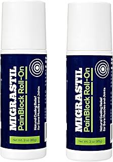 Migrastil PainBlock Roll-On 3 oz - Topical Roll-On for Muscle Aches, Cramps, Joint & Nerve Discomfort. Works Great on Shoulders, Neck, Feet, Knees, Legs, Back, Elbows, Hips, Etc. (2)