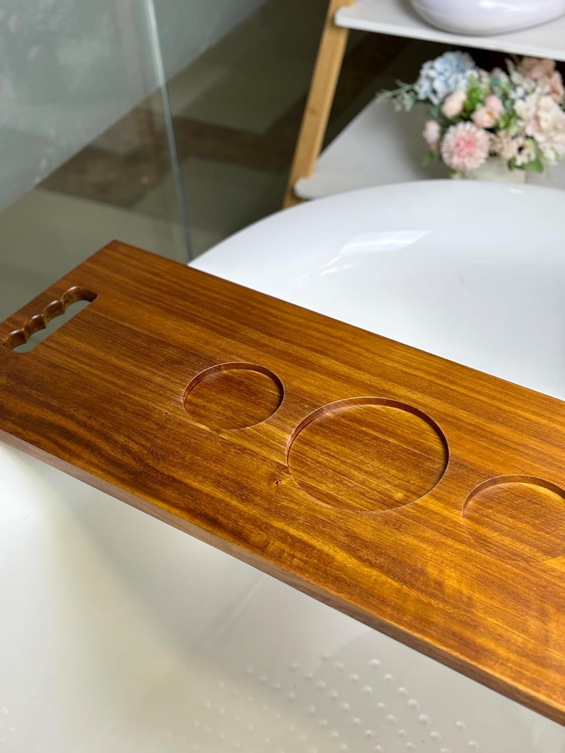 Wood Bathtub Tray with Handles – 35 x 12 Inch Large Luxury Bath Caddy