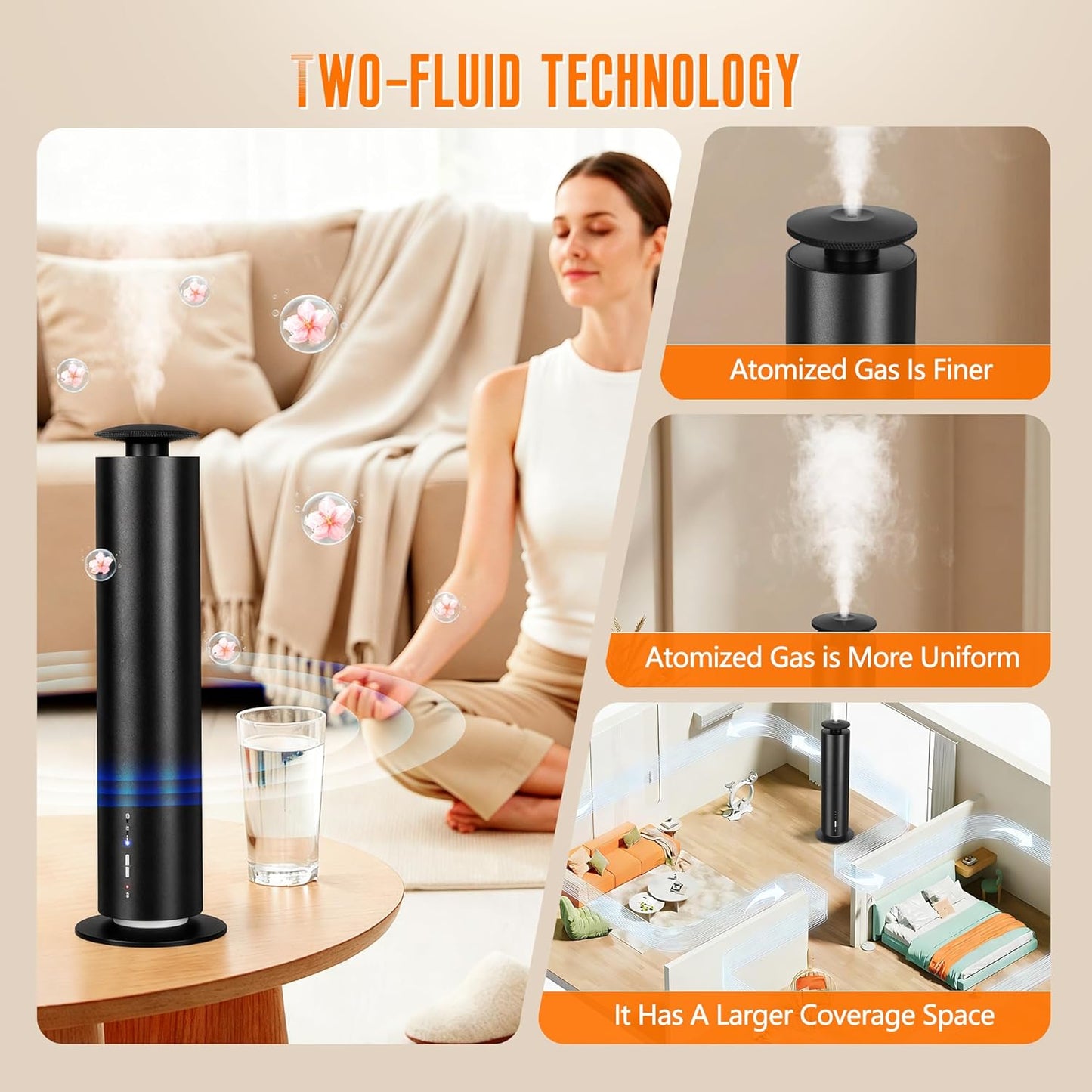 JEKAL Waterless Scent Diffuser Starter Kit with 5 Oils - Smart APP Cold Air Scent Machine, Up to 2000 Sq Ft for Homes Offices Hotels Spas - Quiet Essential Oil Diffuser 8H Battery 3-Color Light, Black