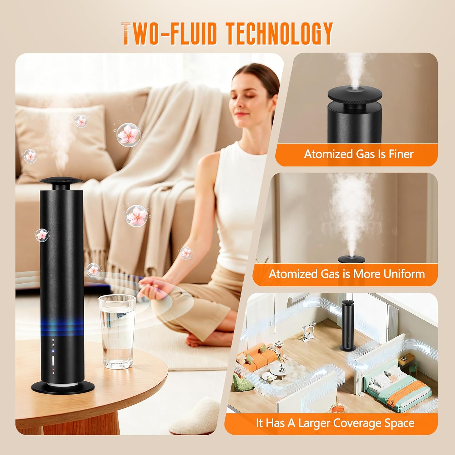 JEKAL Waterless Scent Diffuser Starter Kit with 5 Oils - Smart APP Cold Air Scent Machine, Up to 2000 Sq Ft for Homes Offices Hotels Spas - Quiet Essential Oil Diffuser 8H Battery 3-Color Light, Black