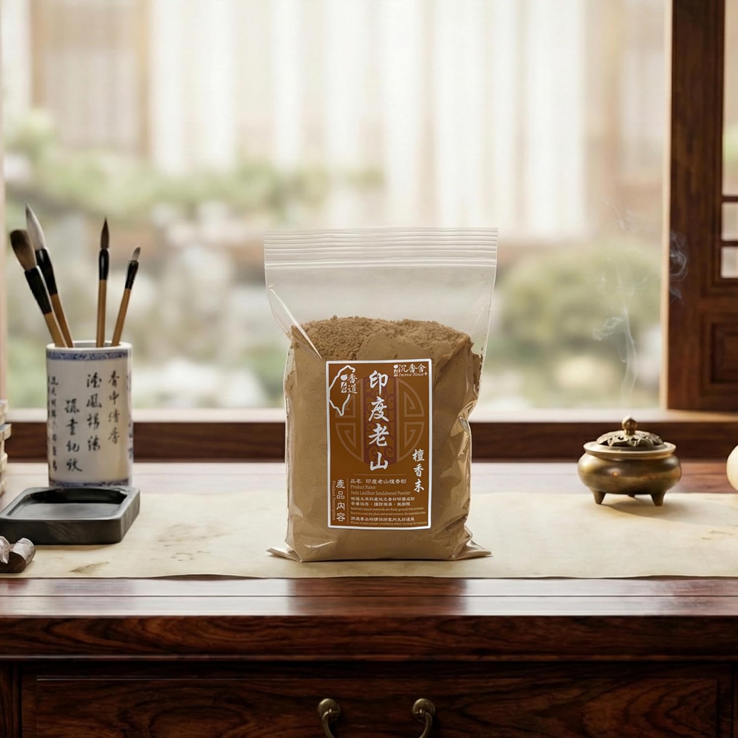 I H Incense House+ – ID300+ Indo LaoShan Sandalwood Incense Powder 300g – Natural Fine Powder for Rituals, Meditation, Tea Ceremony, and Home Use (1)