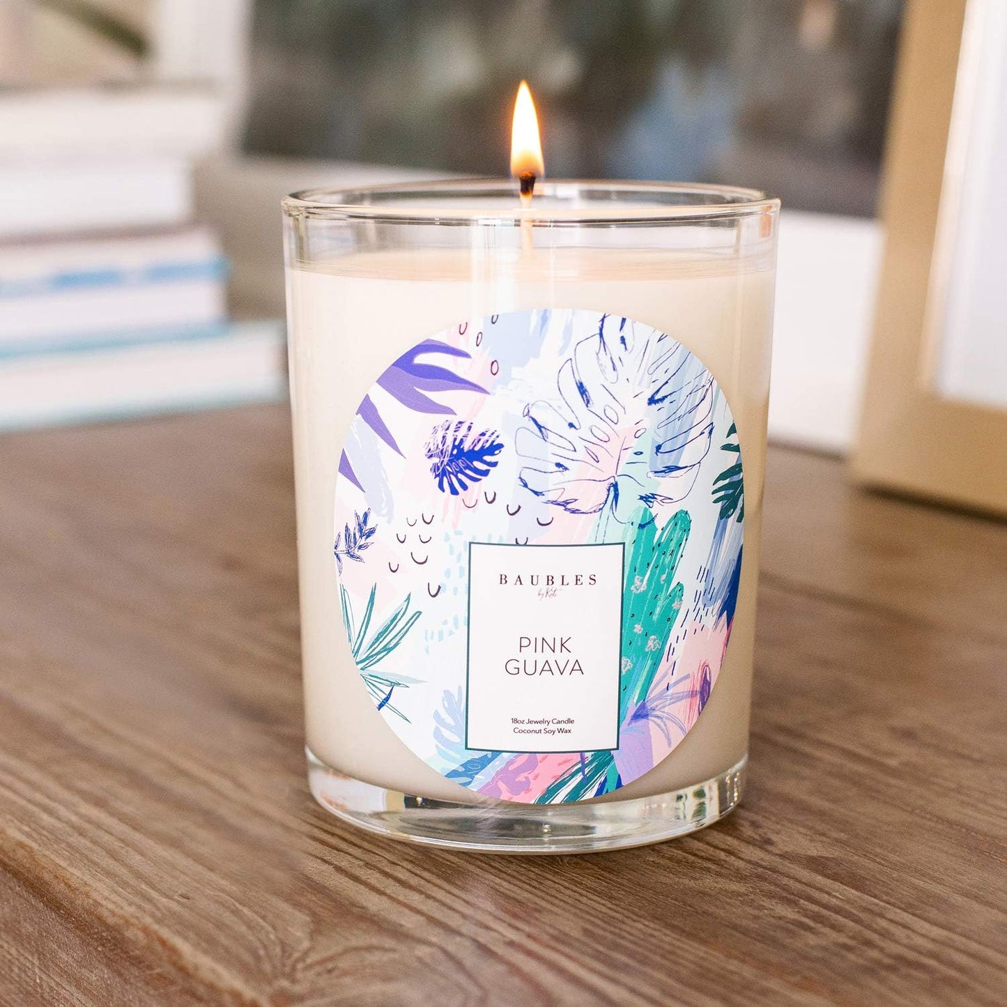 Kate Bissett Baubles Pink Guava Scented Premium Candle and Jewelry with Surprise Pendant Inside | 18 oz Large Candle | Made in USA | Parrafin Free