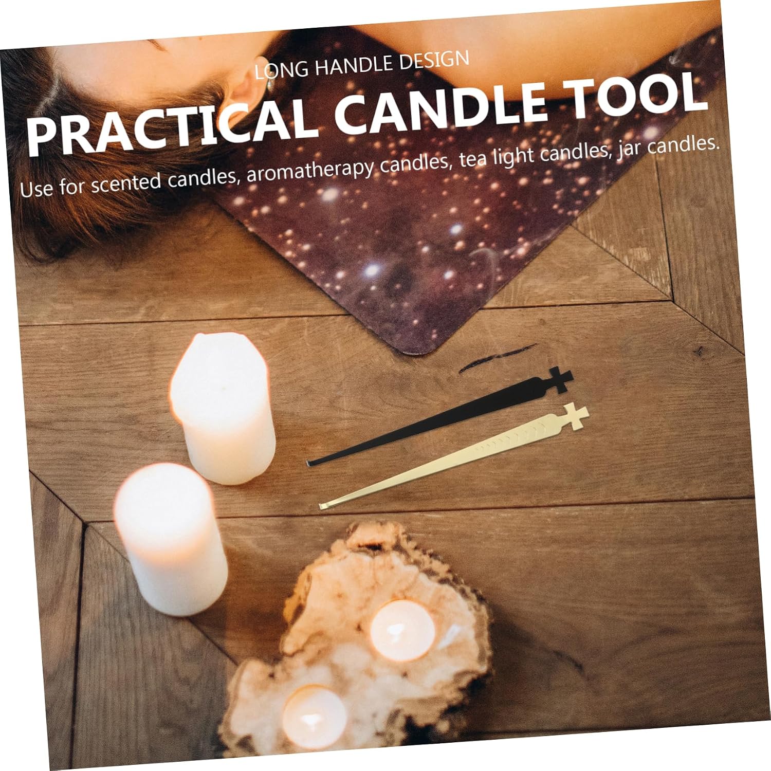 Cabilock Set of 2 Candle Wick Trimming Hooks Aroma Candle Extinguisher Tool Metal Wick Dippers for Easy Extinguishing