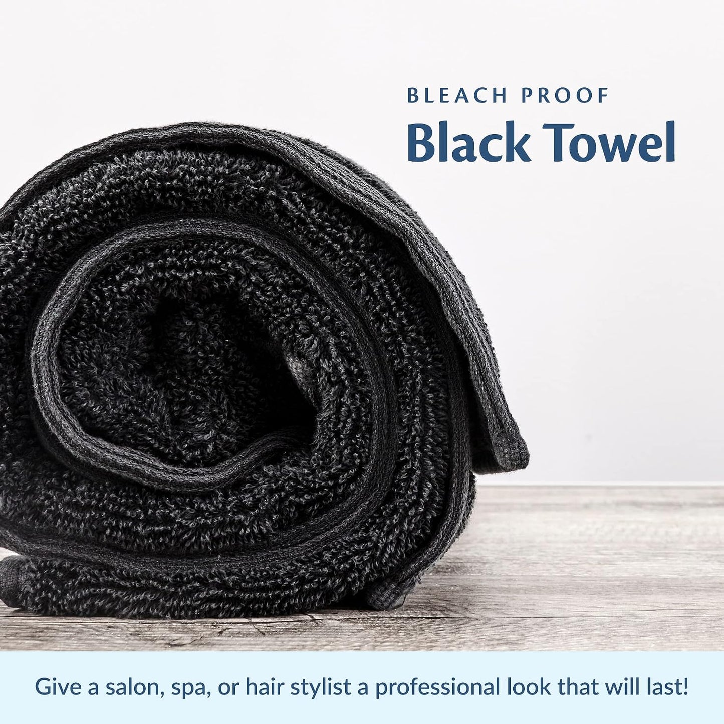 Black Bleach Proof Towels Set, 24 Pack 100% Cotton 16" X 27" Color Safe, Stain Resistant, Quick Drying Towels for Beauty, Hair and Nail Salon, Gym, Spa and Home Hair Care