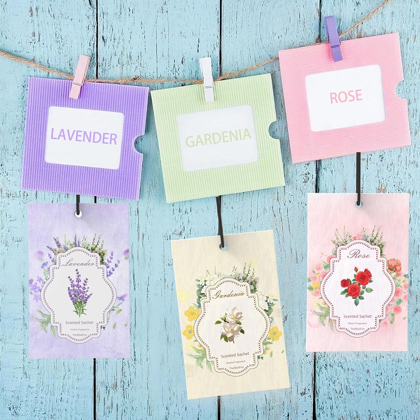 12 Packs Scented Sachets for Drawer and Closet, Long-Lasting Sachet Bags for Car & Bedroom, Home Fragrance Bags 3 Scents Option- Lavender Rose Gardenia