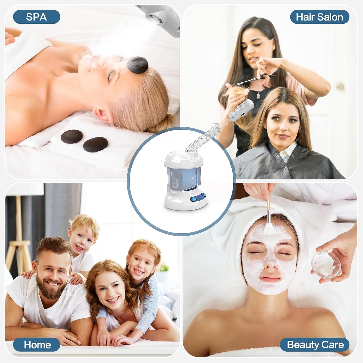 Facial Steamer - Ozone Steamer with Extendable Arm - Professional Nano Ionic Facial Steamer for Deep Cleaning - Portable for Personal Care Use at Home or Salon