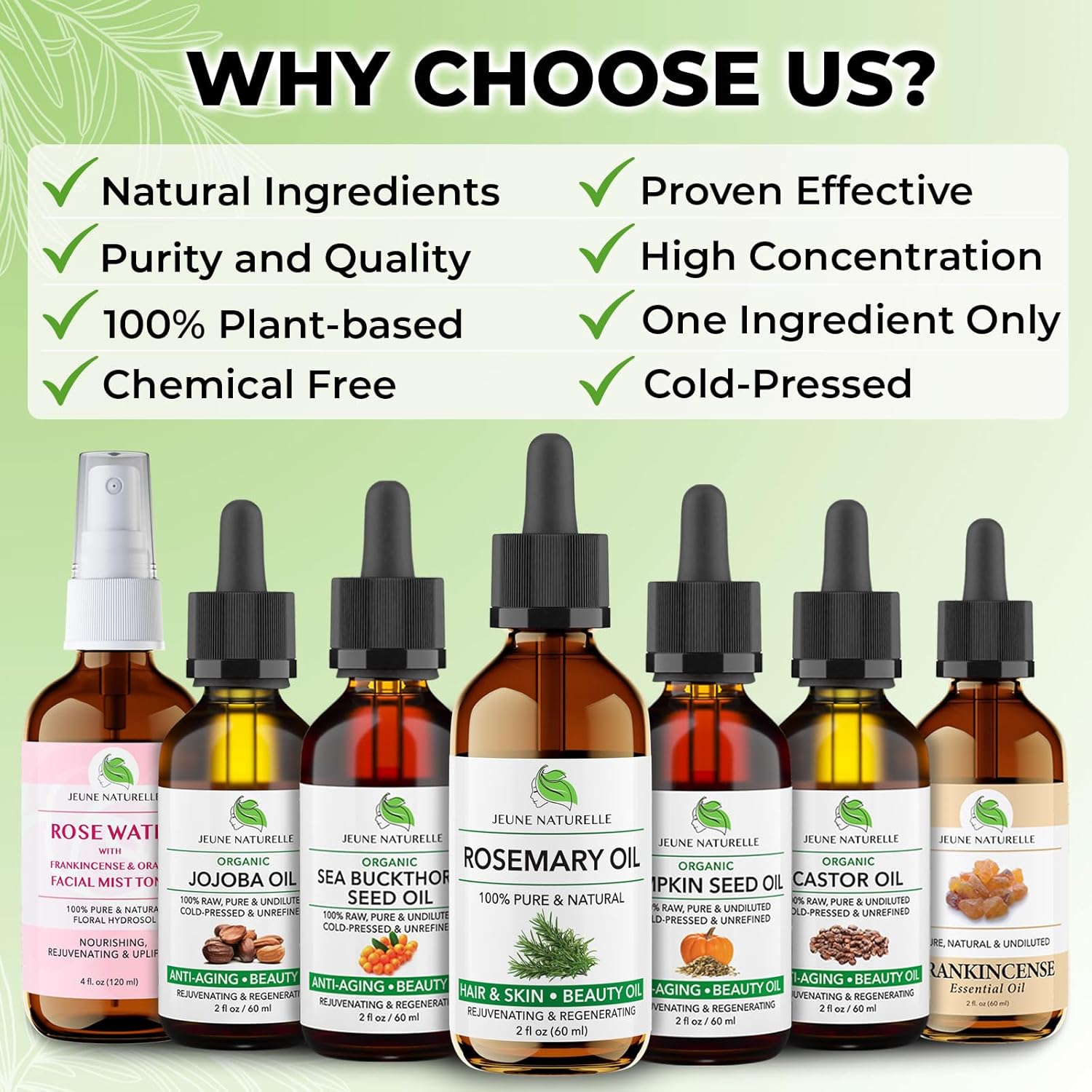 Jeune Naturelle Rosemary Oil for Hair Care, 100% Pure, Natural, Undiluted, Unrefined, Therapeutic Grade - Hair Growth Rosemary Oil, 2 oz