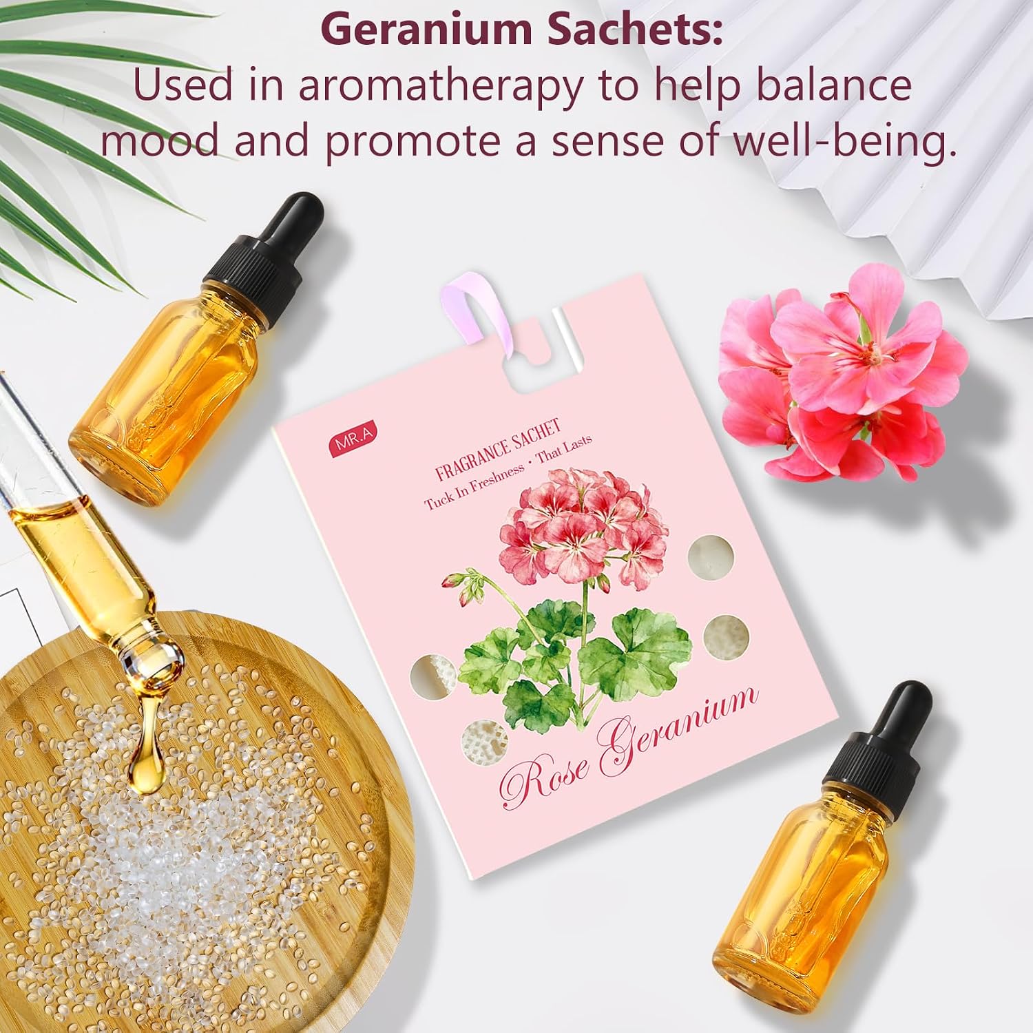 MR.A 13 Packs Geranium Scented Sachets, Fragrance Sachet Bags for Drawers and Closets, Air Fresheners for Car and Home, Closet Deodorizer Scented Drawer Fresheners for Dresser