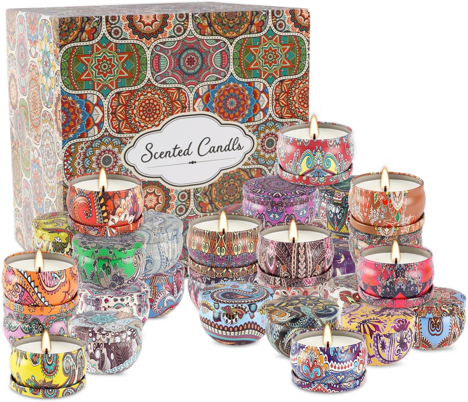 Scented Candles Gifts Set of 36, 2.5 oz Soy Wax Aromatherapy Travel Tin Jar Candles for Family,Colleagues,Friends, Teachers,Thank You Gifts