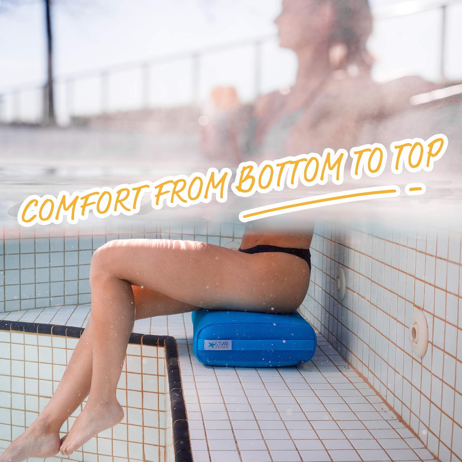 Star Splash Hot Tub Booster Seat, 15 x 12 x 5 Inches - Bath Cushion with Non-Slip Micro Dot Bottom and 6 Weight Sections - Quick Dry Inflatable Hot Tub Accessories for Adults and Kids