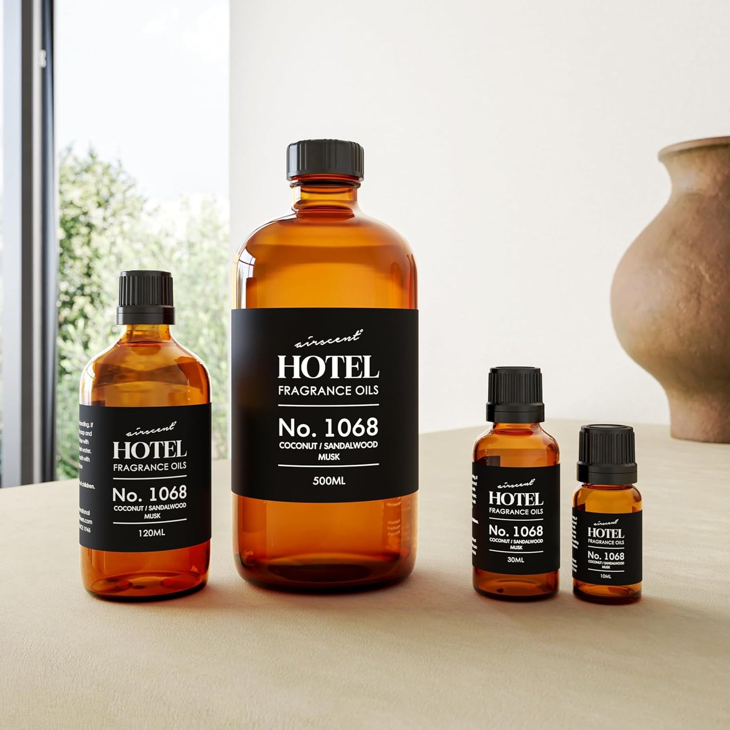 AirScent Hotel Diffuser Oil No. 1068 - Coconut Pina Colada Sandalwood - Premium Fragrance Oil for Ultrasonic and Waterless Diffusers and Crafting - 10 mL, 0.34 fl oz Glass Dropper Bottle