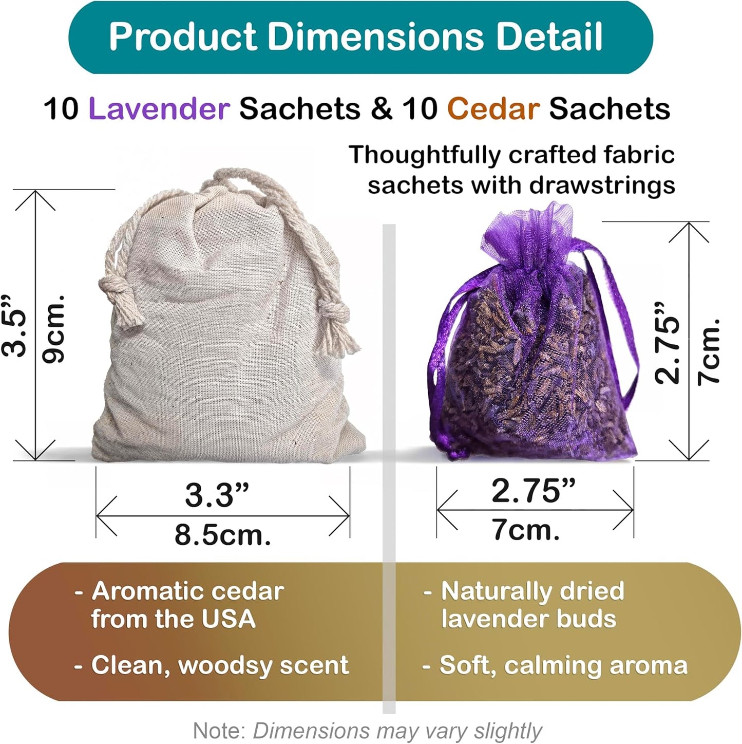 20 Pack Cedar Sachets & Lavender Sachets for Drawers and Closets- Cedar Chips for Clothes Storage- Dried Lavender Sachets for Clothes Storage- Drawer Fresheners for Dresser- Closet Deodorizer