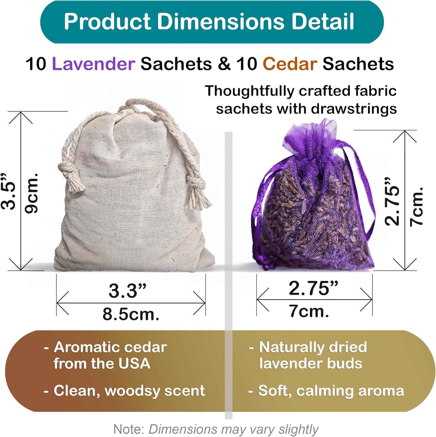 20 Pack Cedar Sachets & Lavender Sachets for Drawers and Closets- Cedar Chips for Clothes Storage- Dried Lavender Sachets for Clothes Storage- Drawer Fresheners for Dresser- Closet Deodorizer