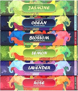 Incense Sticks Variety Pack 120 Sticks - Ocean Lavender Jasmine Rose Lemon Blossom for Aromatherapy,Relaxation Meditation,Yoga