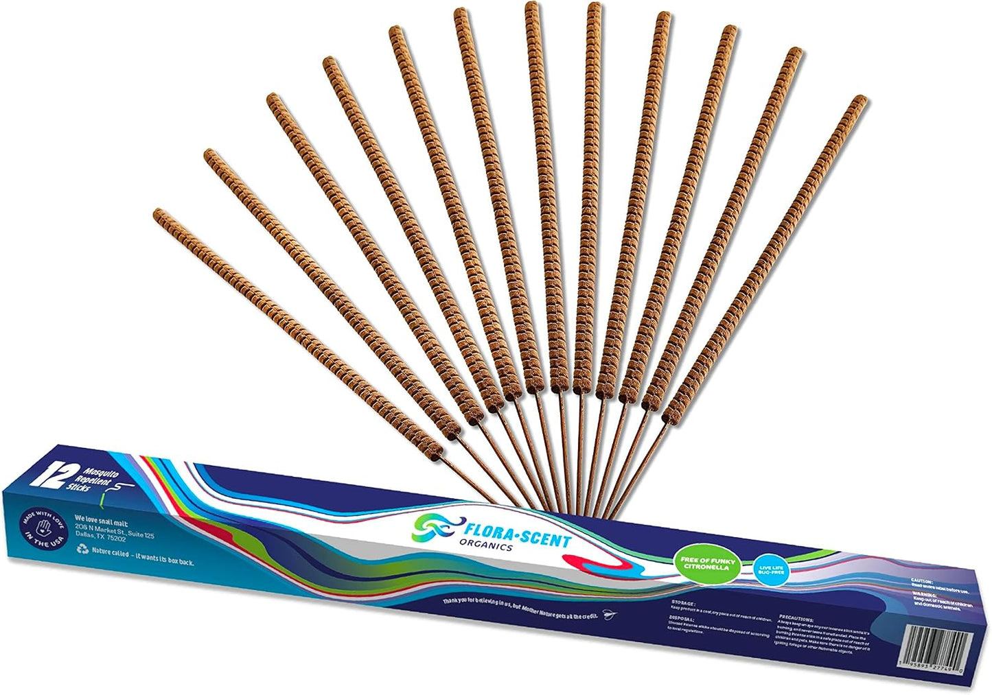 Flora Scent 12-Pack Insect & Mosquito Repellent Incense Sticks – Organic, Natural Outdoor Protection – Long-Lasting Bug Defense – Made in USA