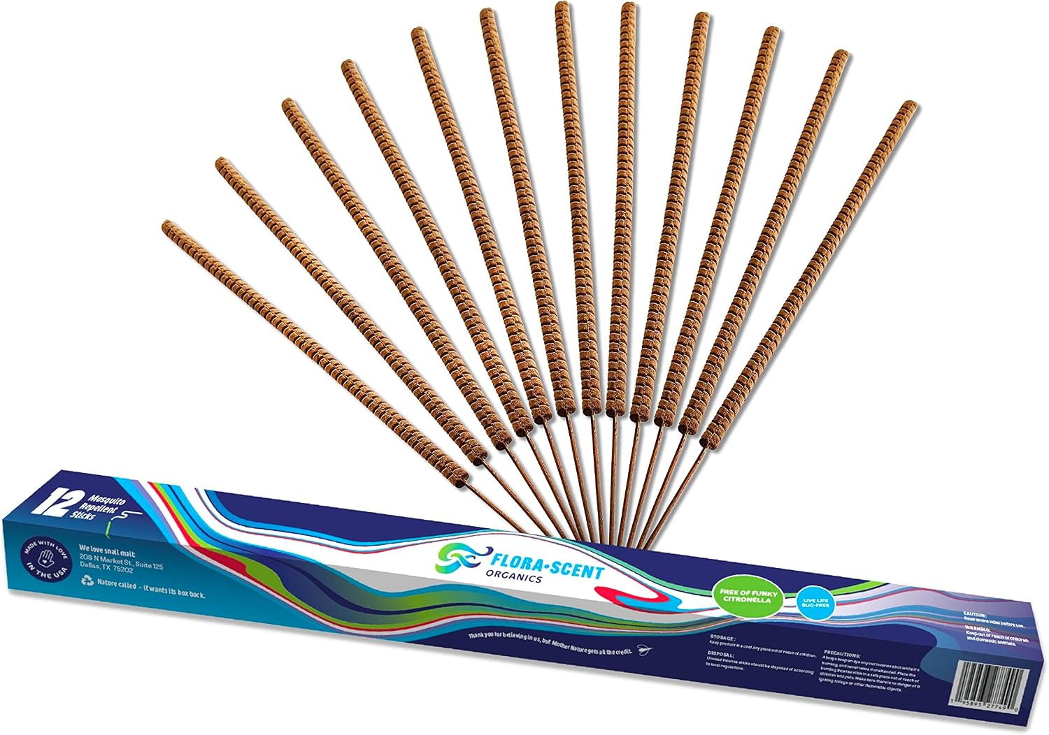 Flora Scent 12-Pack Insect & Mosquito Repellent Incense Sticks – Organic, Natural Outdoor Protection – Long-Lasting Bug Defense – Made in USA
