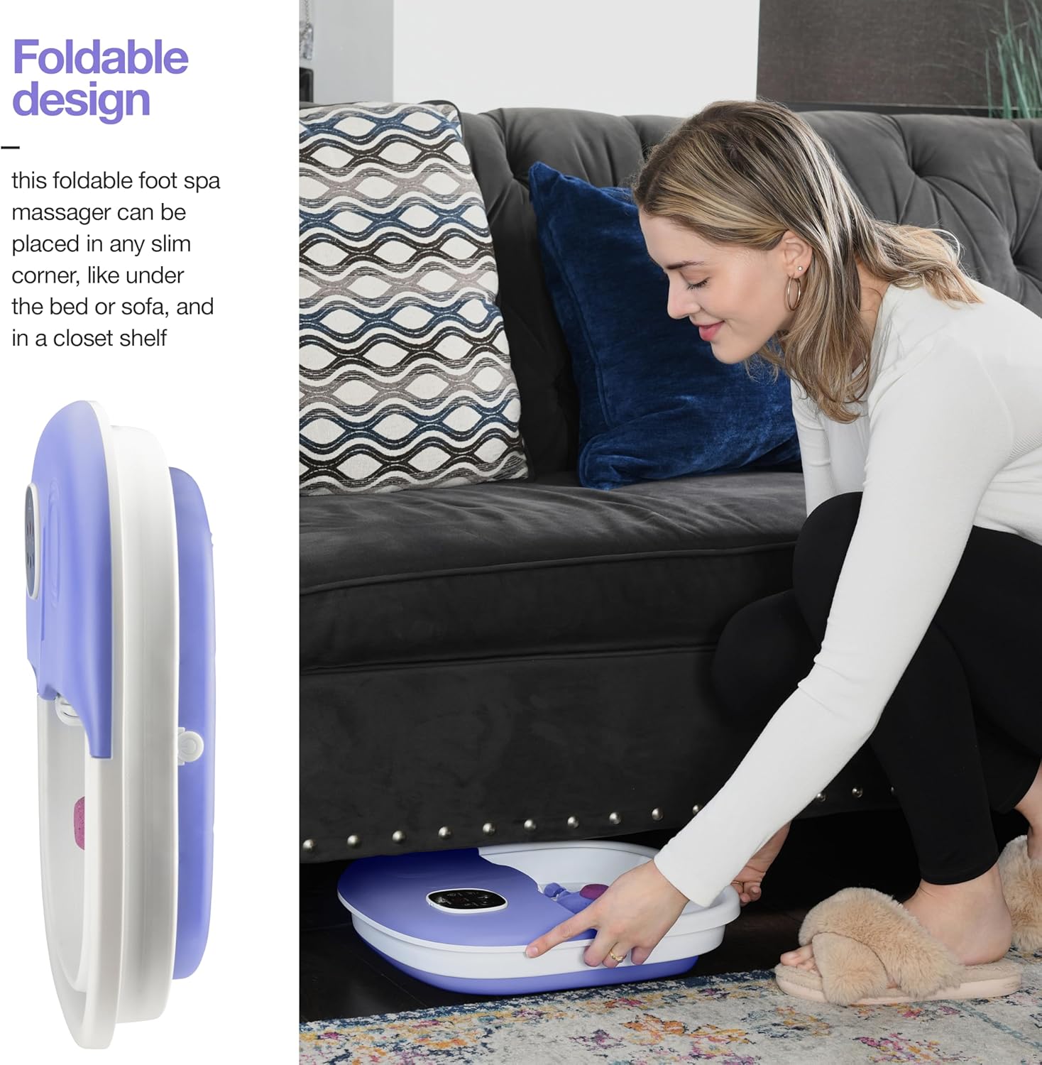 Medical king Foot Spa with Heat and Massage and Jets Includes A Remote Control A Pumice Stone Collapsible Foot Spa Massager with Heat and Massage Bubbles and Vibration