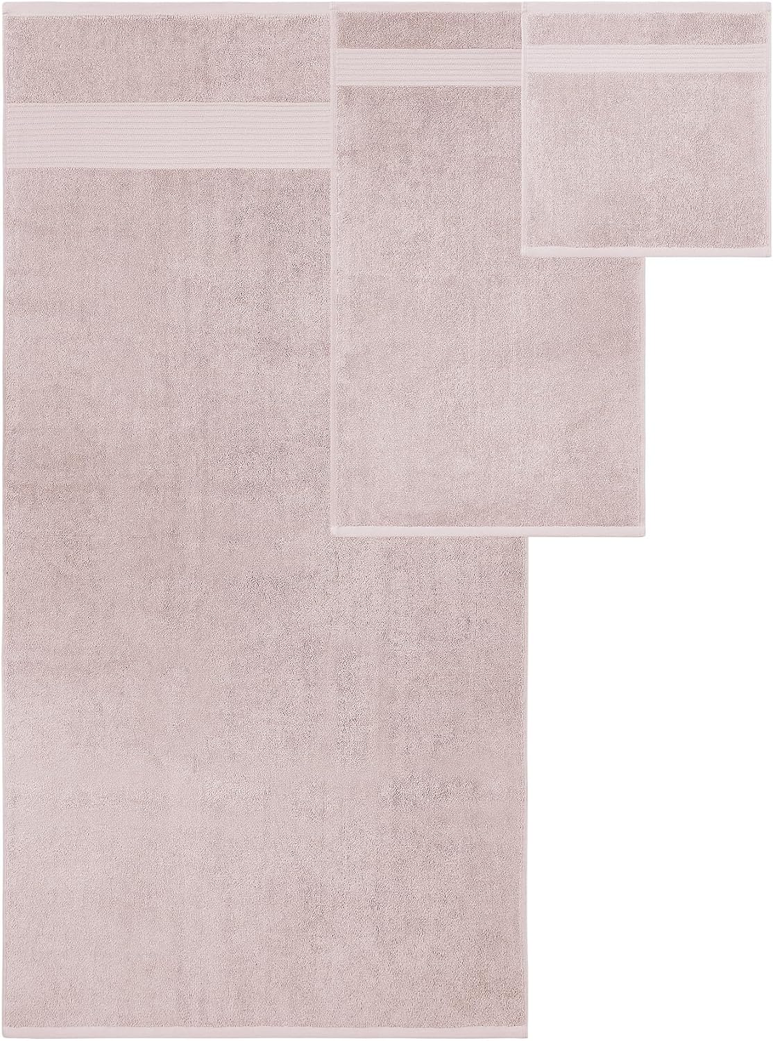 Modern Threads Astra 6-Piece 100% Cotton Towel Set – Jacquard Geometric Pattern – Includes 2 Bath Towels, 2 Hand Towels, 2 Washcloths – Absorbent, Quick Dry, Soft & Durable – Blush Pink