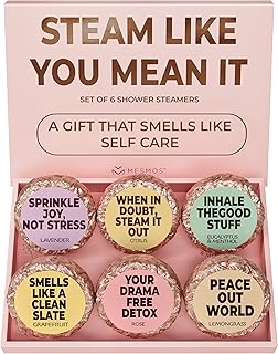 MESMOS Shower Steamers Aromatherapy 6pack Gift Set, Self Care Gifts for Women, Essential Oil Shower Bombs, Spa Stress Relief Birthday Kit. Lavender Eucalyptus Menthol Rose Citrus Grapefruit Lemongrass