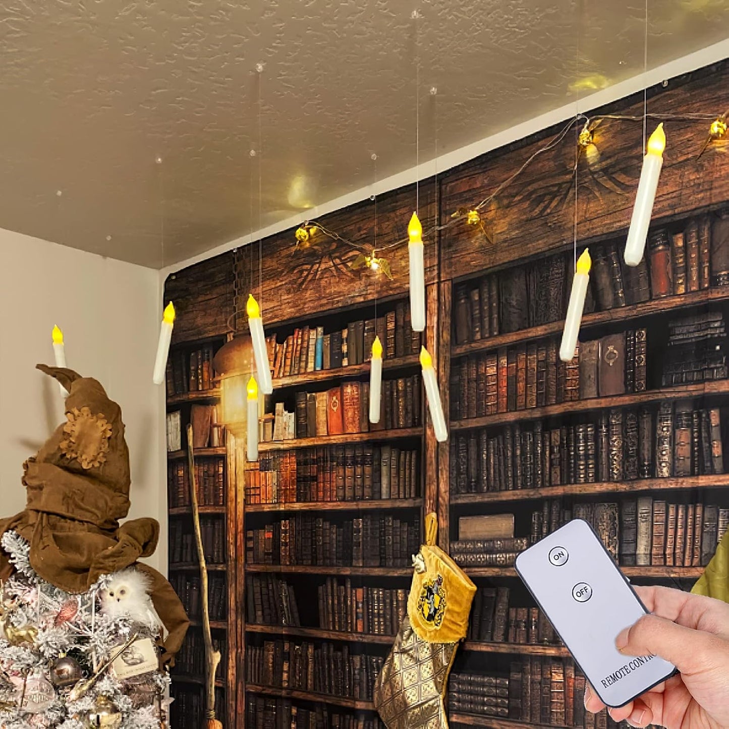 Homemory LED Batteries Operated Taper Candles with Remote, Flickering Light Flameless Taper Window Candle, Set of 12 Warm Yellow Fake Candles for Halloween, Church, Party