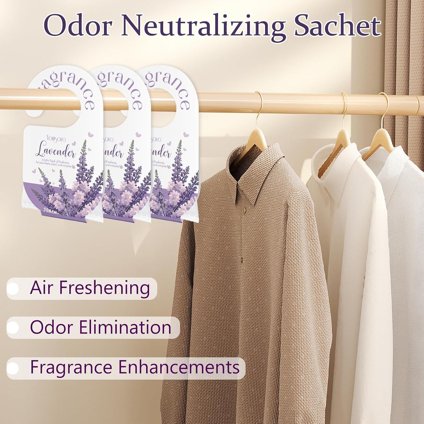14 PCS Lavender Sachets Bags for Drawers and Closets, Long Lasting Scented Sachets Air Fresheners, Natural Odor Eliminator, Home Fragrance for Wardrobe, Shoe Cabinet, Car & Bathroom Potpourri Bag