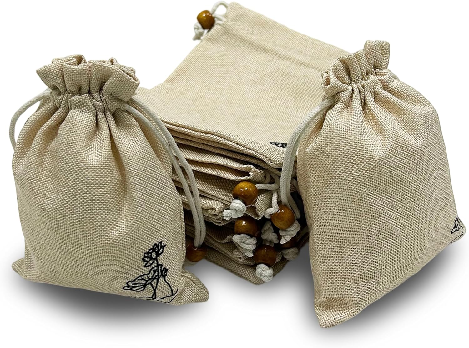 Drawstring Burlap Gift Bags Empty Sachet Bags for Lavender, Soft Breathable Washable Pouches, Storage Bags for Organizing. (Beige-50, 3.94 * 5.51 inch)