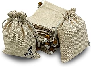 Drawstring Burlap Gift Bags Empty Sachet Bags for Lavender, Soft Breathable Washable Pouches, Storage Bags for Organizing. (Beige-50, 3.94 * 5.51 inch)