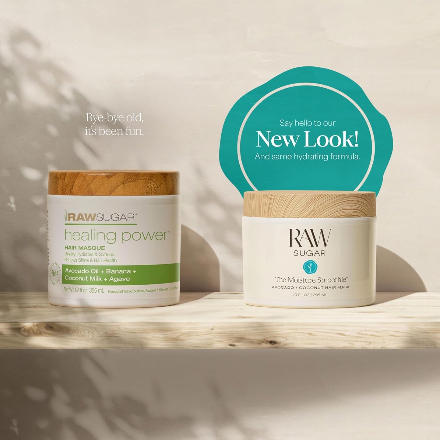 Raw Sugar The Moisture Smoothie Shampoo and Conditioner with Coconut Oil, Agave, & Sweet Almond Oil, Hydrates & Nourishes Dry Hair, Formulated without SLS/SLES or Parabens