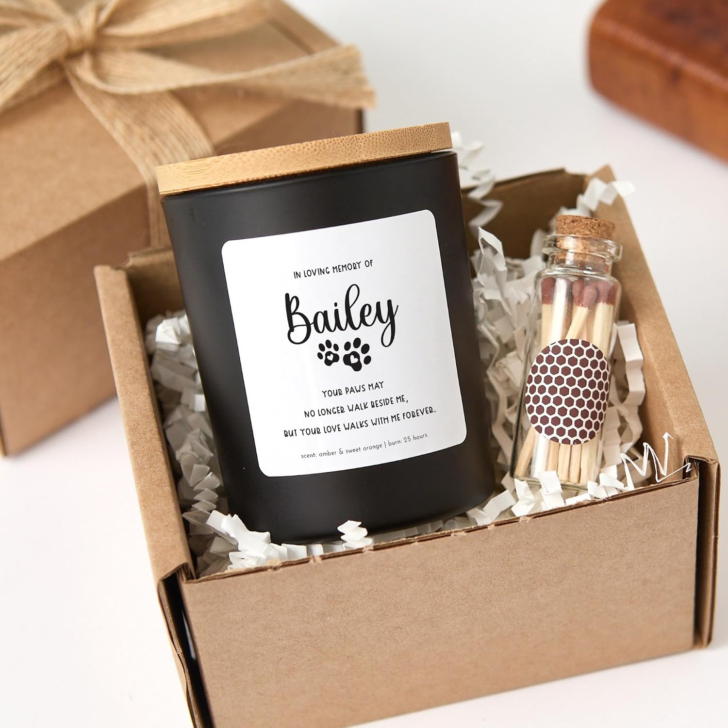 Pet Memorial Candle with Matches | in Loving Memory of Dog or Cat | Personalized Remembrance Gift-Black/Cozy Winter Night