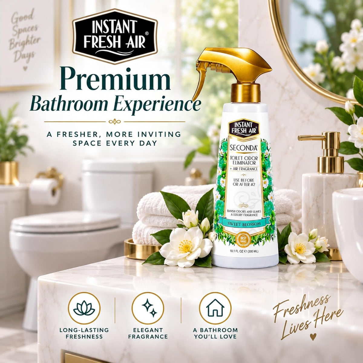 Seconda' Bathroom Air Freshener &amp; Toilet Spray - Blossom