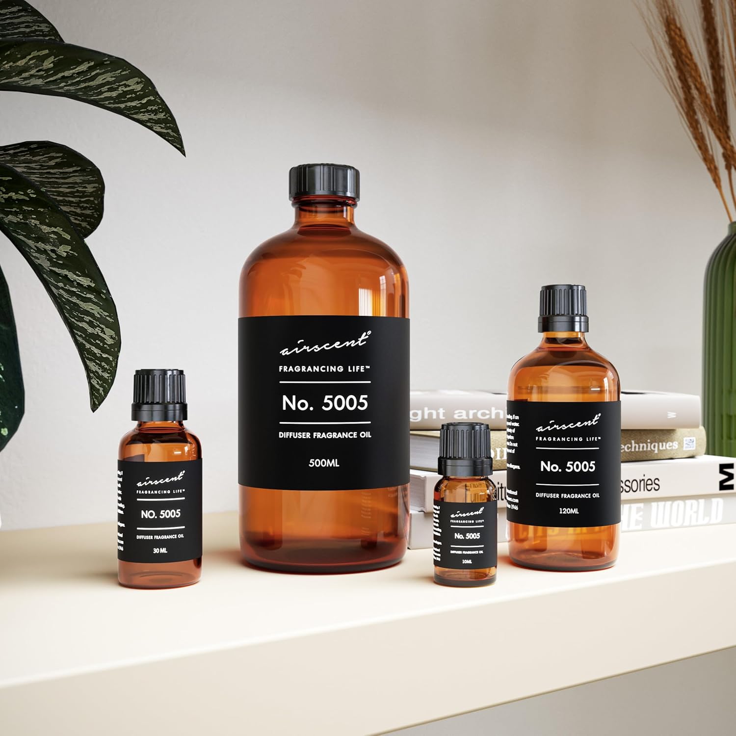 AirScent Diffuser Oil Inspired by TF's Oud Wood - No. 5005 Perfume Dupe - Fragrance Oil Blend for Ultrasonic and Waterless Diffusers and Crafting - 120 ml, 4 fl oz Glass Bottle with Dropper