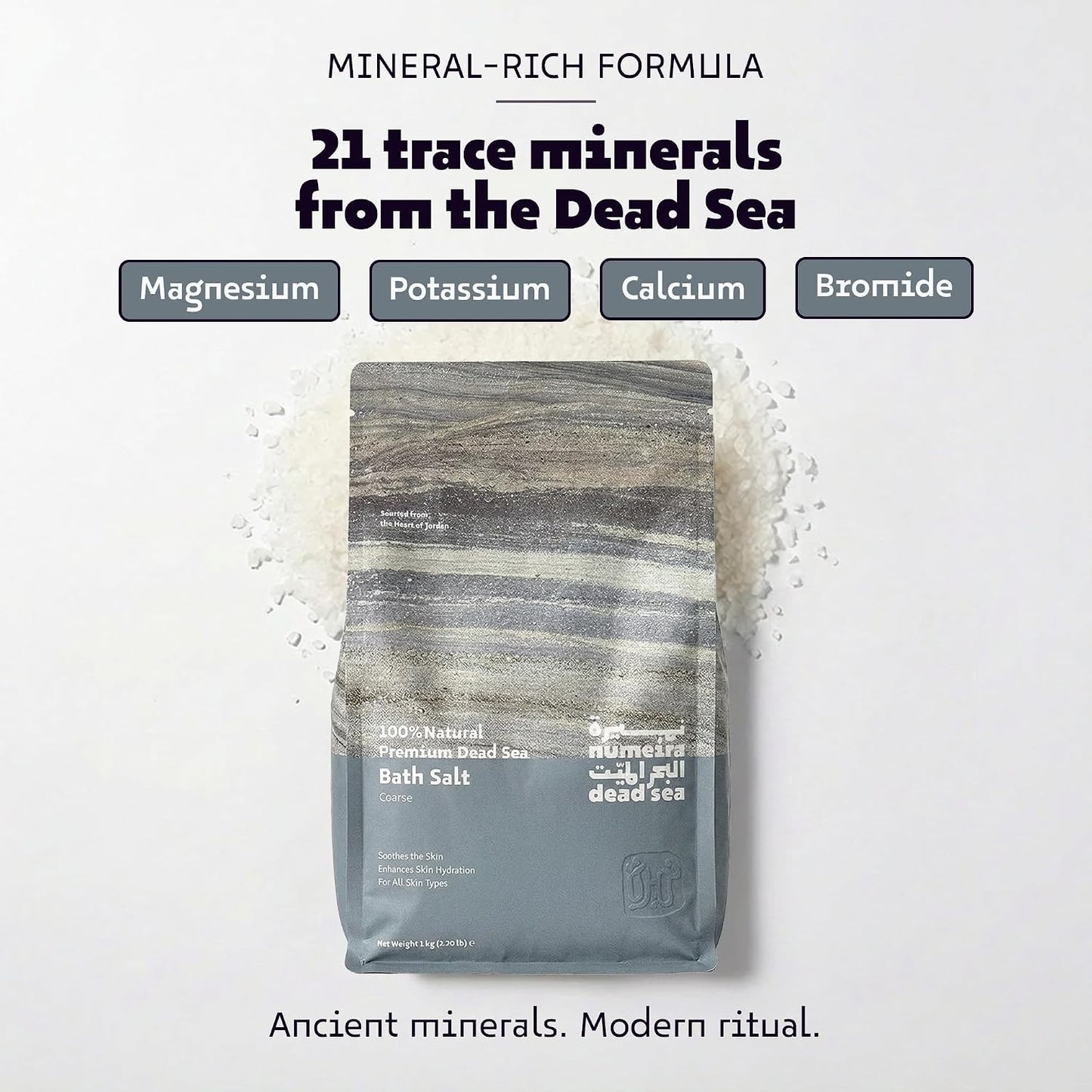 Dead Sea Salts for Soaking Relaxing Sea Salt Bath Soak for Body Rejuvenation - Natural Mineral Salts - Coarse Dead Sea Salt Unscented Bath Salts for Women & Men (2.2 lb)