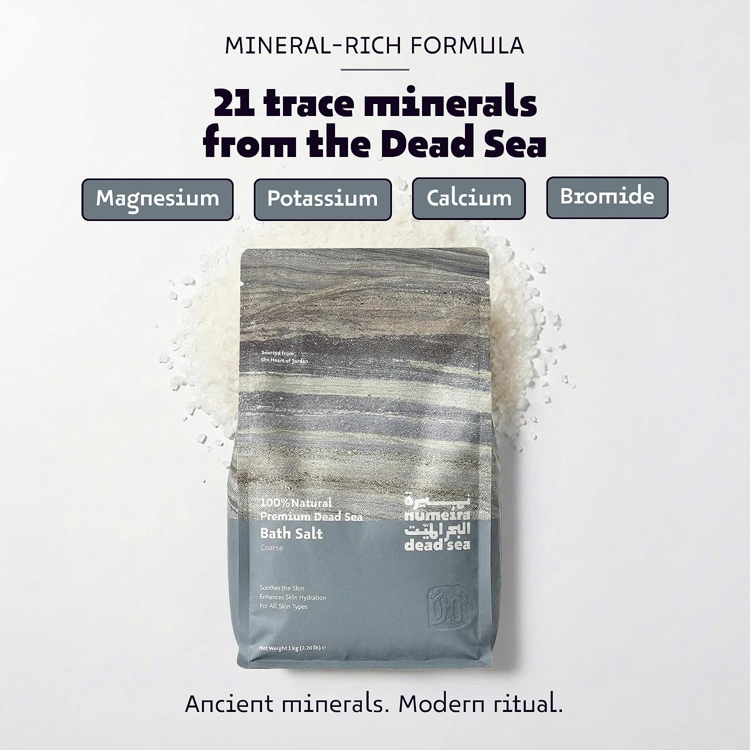 Dead Sea Salts for Soaking Relaxing Sea Salt Bath Soak for Body Rejuvenation - Natural Mineral Salts - Coarse Dead Sea Salt Unscented Bath Salts for Women & Men (2.2 lb)