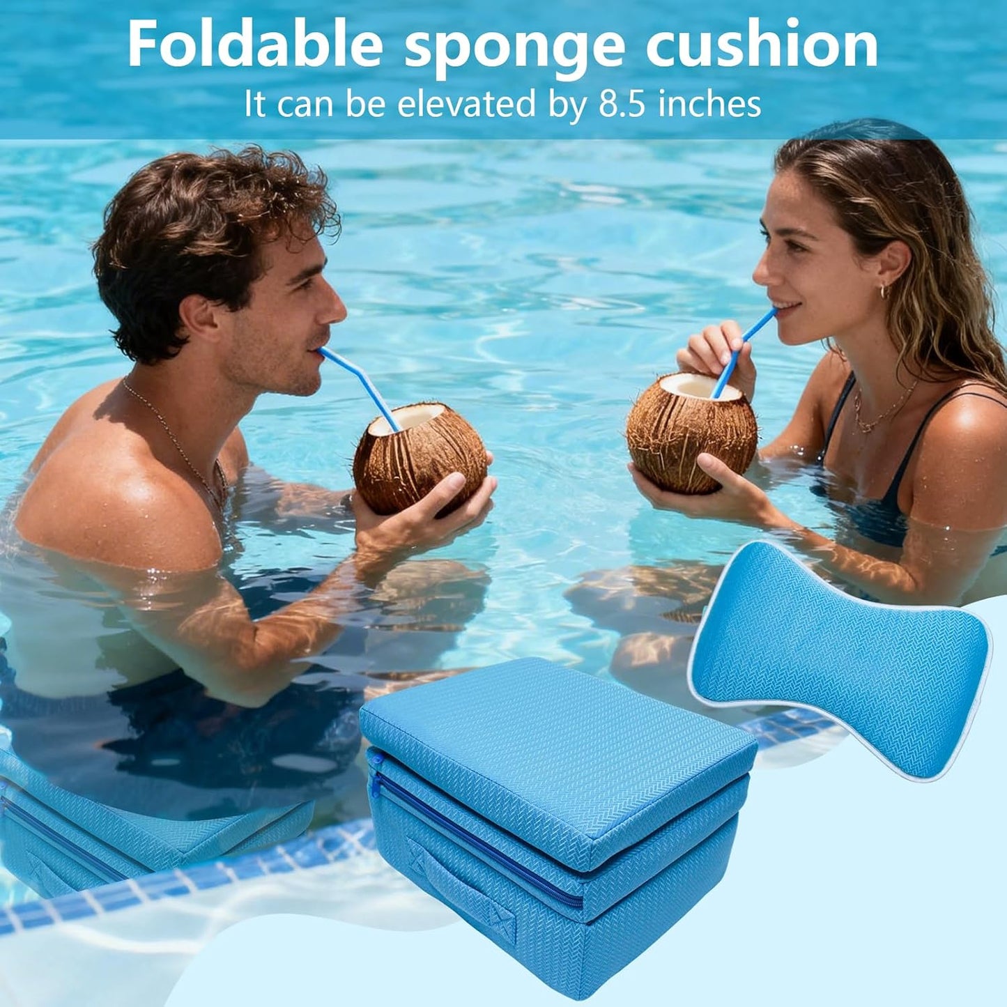 Hot Tub Booster Seat for Adults,Adjustable 3 Heights up to 8.7", Backrest and Removable Bath Pillow,Thickened Bathtub Cushion，3D Air Mesh Hot Tub Accessories，Full Body Support for Back Pain Relief.