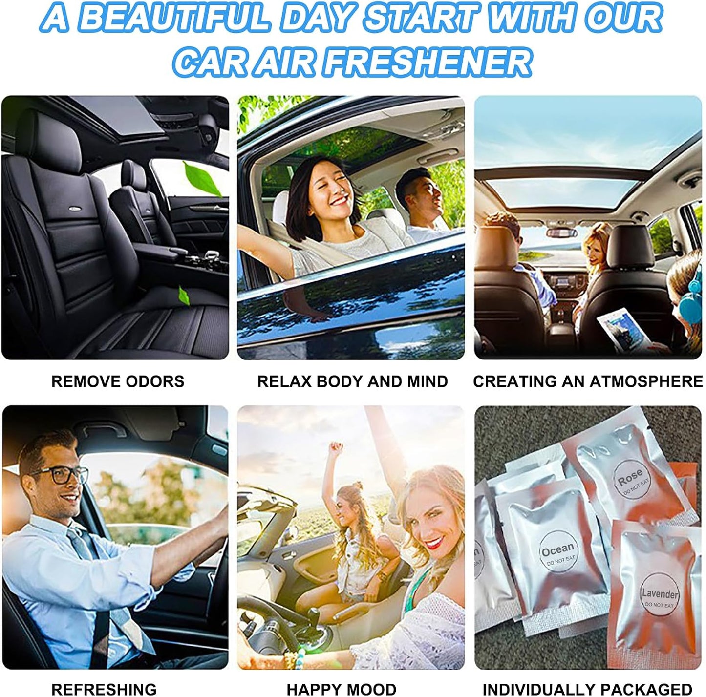 24 Pack Car Air Freshener Refills, Car Air Vent Clip Freshener Replacement Pads, Solid Fragrance Scent Refill Tablets (Lavender/Rose/Cinnamon/Lemon/Cologne/Jasmine/Ocean/Peach)