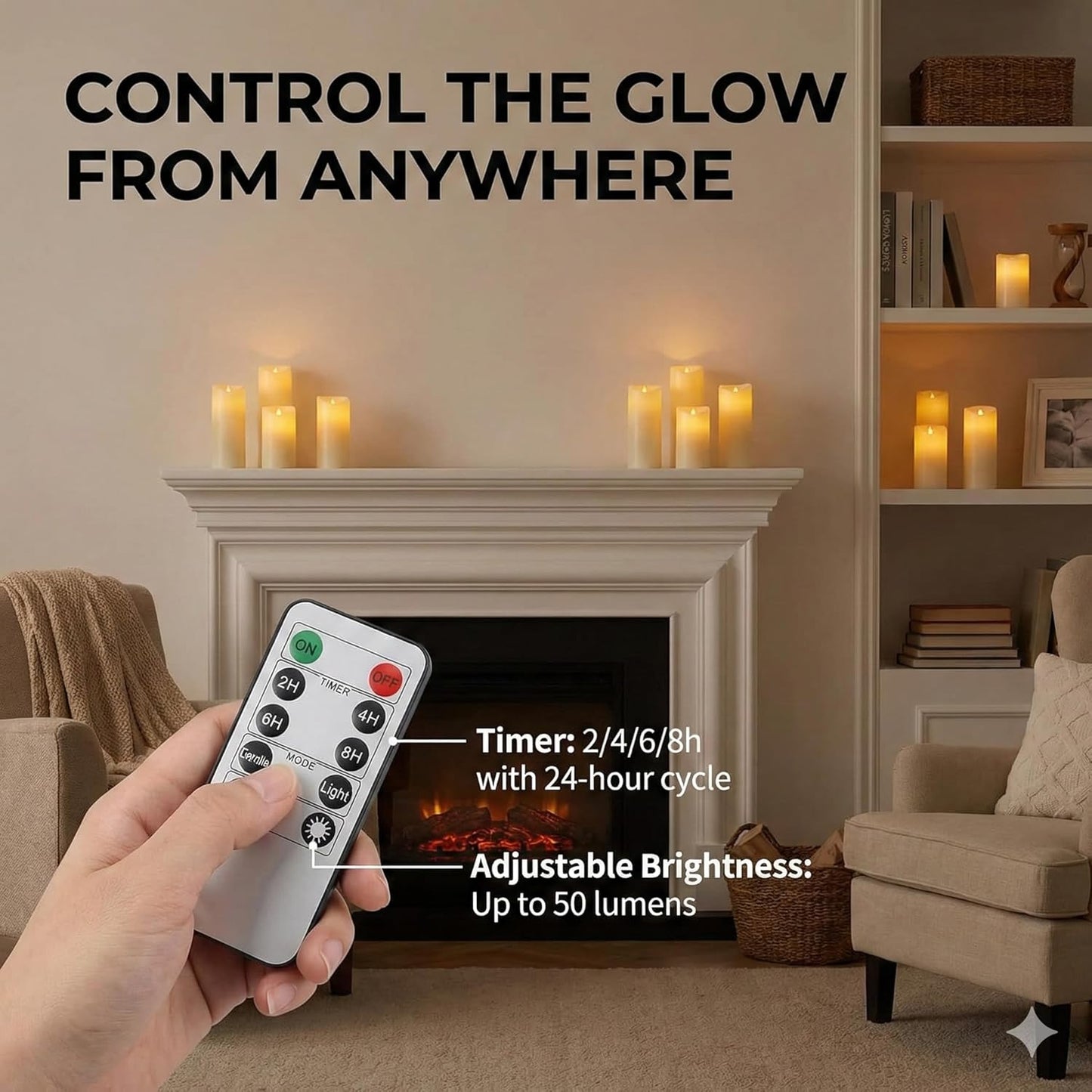 Waterproof Flameless Candles, 12 PC Battery Operated LED Pillar Candles with 2 Remote Controls & Timer, Flickering Indoor Outdoor Candles for Wedding, Patio, Easter, Bathroom, Home Decor, 4''5''6''