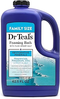 Dr Teal's Foaming Bath with Pure Epsom Salt, Restorative Minerals with Magnesium, Potassium, Zinc & Essential Oils, 62.5 fl oz