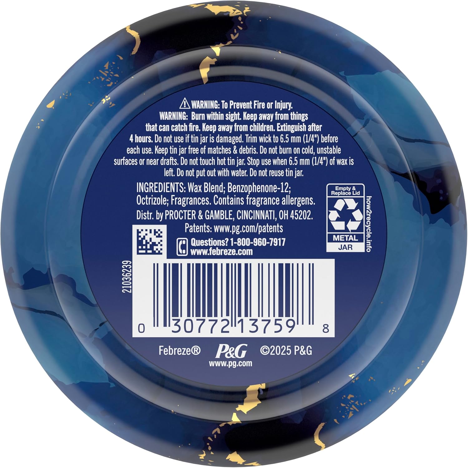 Febreze Scented Candle, Ocean Scent, 11 oz 4 Wick Candle, Single Pack