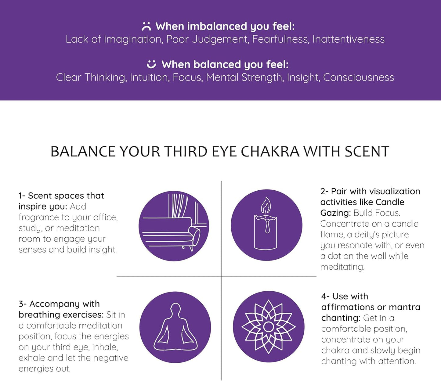 Third Eye Chakra Essential Oil Roll-On Blend by Aromafume | 10ml/0.33 fl oz | Ajna | Aromatherapy Oils for Chakra Balance | Rose & Juniper Extracts | Amethyst Incense for Meditation, Yoga, Reiki