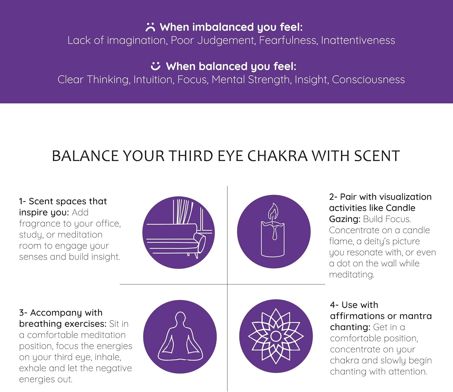 Third Eye Chakra Essential Oil Roll-On Blend by Aromafume | 10ml/0.33 fl oz | Ajna | Aromatherapy Oils for Chakra Balance | Rose & Juniper Extracts | Amethyst Incense for Meditation, Yoga, Reiki