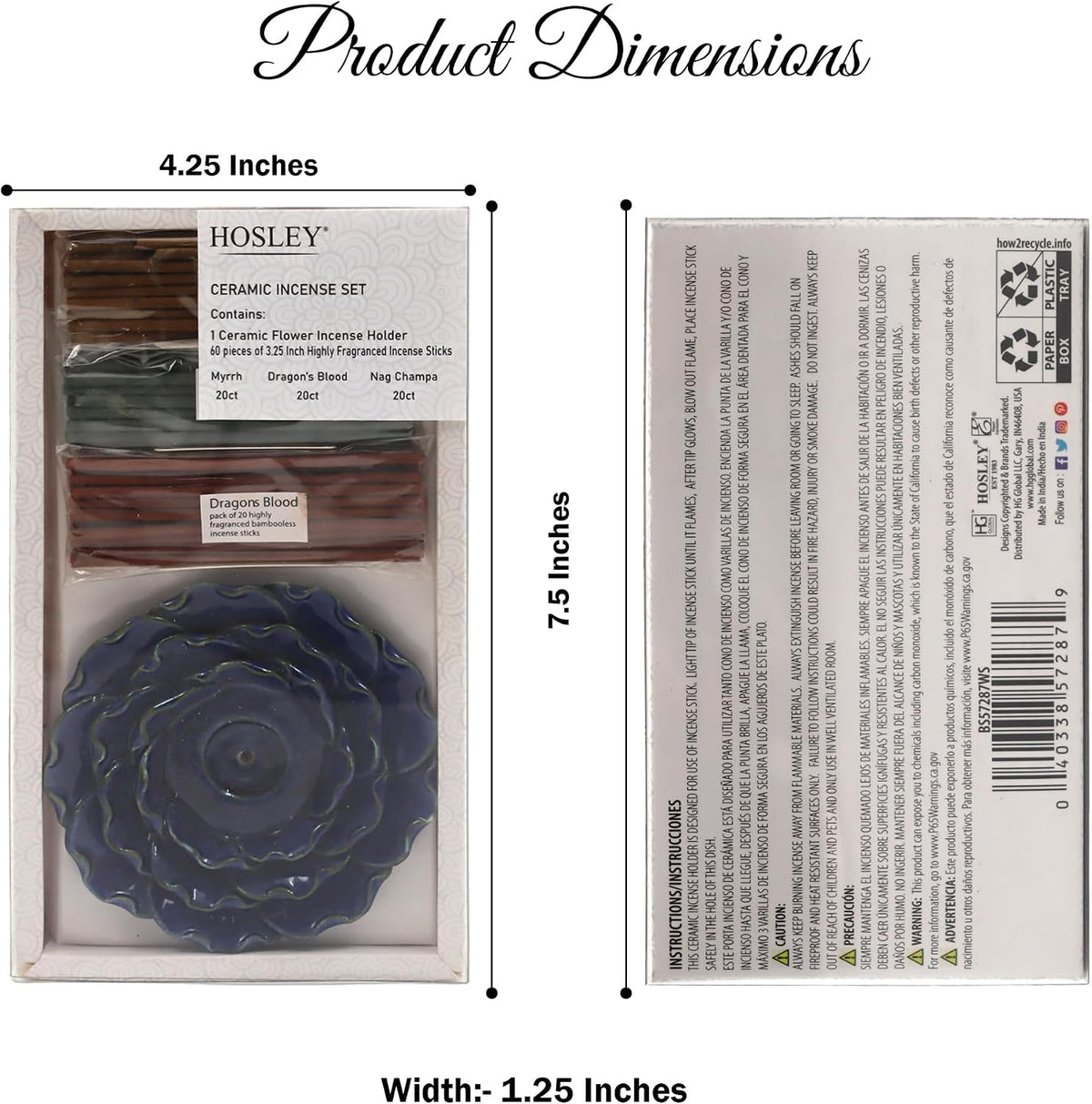 Hosley 6-Pack Ceramic Incense Holder Set w/ 60 Sticks