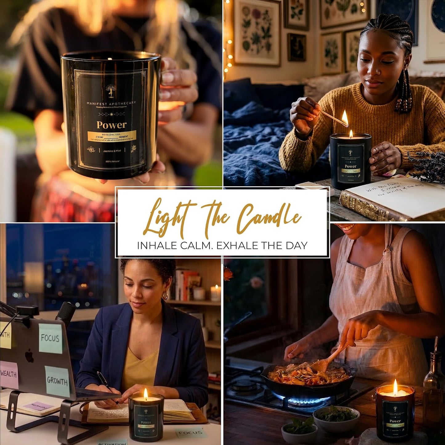 Aromatherapy Scented Candle for Confidence & Motivation – Hand-Poured Soy Candle Infused with Jasmine, Mint & Pyrite Crystals – 10.5 Oz & 50 Hrs Burn Time – Ideal Birthday Gift