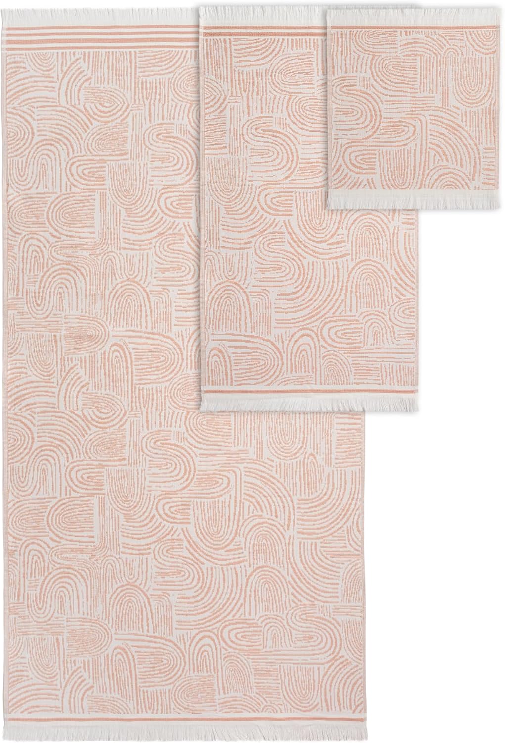 SOFE H&L | Arcana Luxury Turkish Cotton Towels Set of 6 (2 Bath Towels 2 Hand Towels 2 Wash Cloths) Macaron & Coffee | Thin Bath Towels, Durable, Absorbent - Hotel Quality Towel Sets for Bathroom