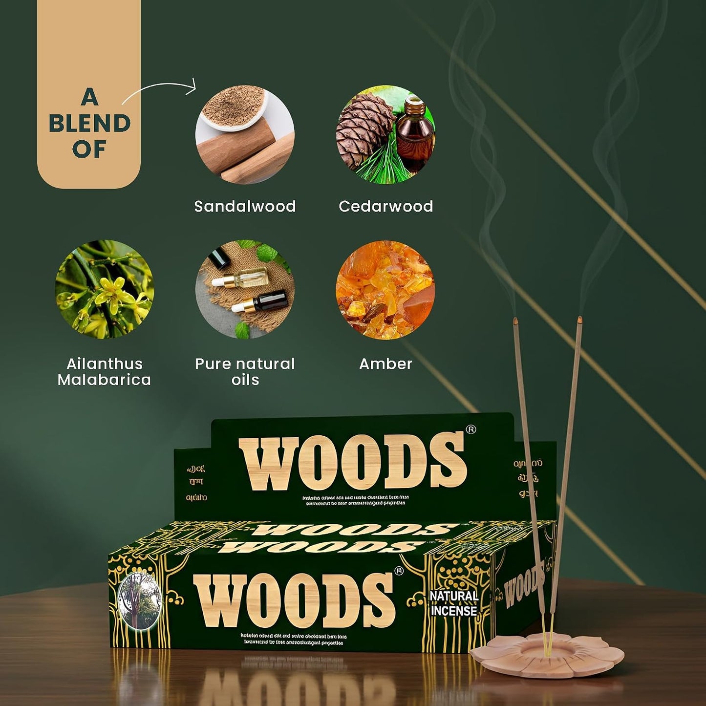 Cycle Woods Premium Natural Masala Incense Sticks | Sandalwood Incense Sticks with Cedarwood & Amber Notes | Luxury Home Fragrance for Meditation, Yoga & Relaxation – 9" 90 Sticks | 50 Min Burn Time