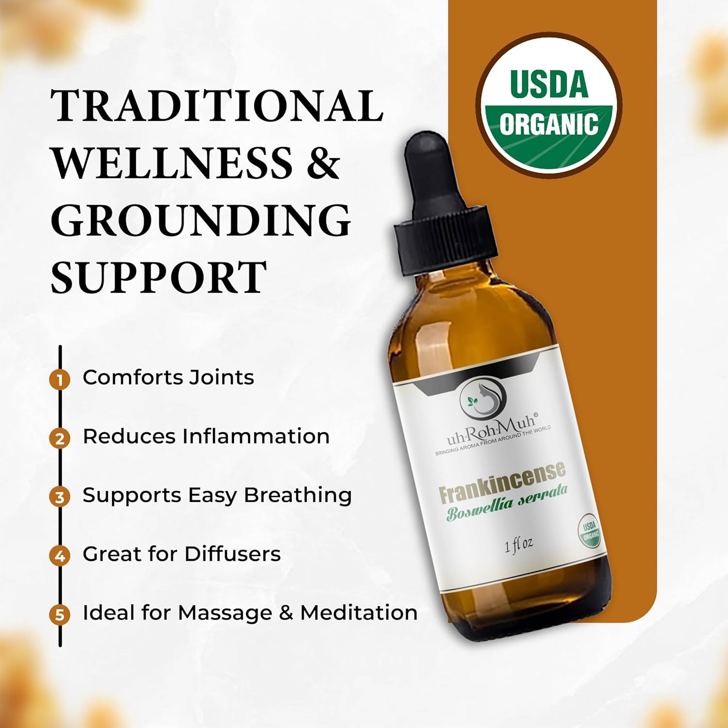 Organic Frankincense Serrata Essential Oil - Steam Distilled Boswellia Serrata Oil, Warm Woody Aroma, Base Note Essential Oil for Aromatherapy, Skincare and DIY Cosmetic Blends - 1 Fl oz