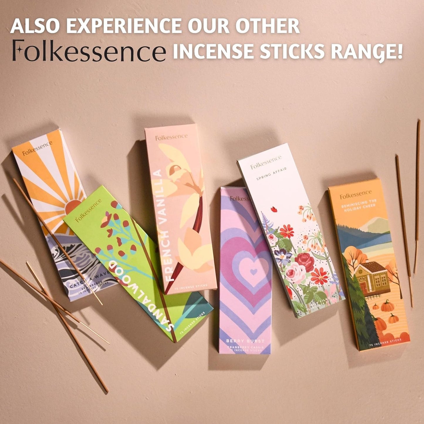 Folkulture Incense Sticks (75 Sticks) |8" Premium French Vanilla Incense Sticks For Meditation, Aromatherapy, Stress Relief Gifts | No Charcoal,Organic, Non Toxic, 45 Mins, Long Burning Insence-Sticks