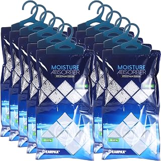 ZARPAX Hanging Moisture Absorber Activated Charcoal 10.6 oz/300g | Moisture Absorbing Bags for Bathroom, Closet & Kitchen | Removes Moisture, Humidity & Odors | Portable Dehumidifier | Set Of 10