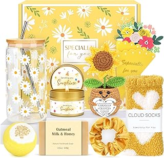 Gift Baskets for Women Unique Birthday Gifts for Women self care cheer up gifts set pick me up gift box for Woman teen girls best friend Sister Ladies Friendship Her - Inspirational Yellow Present