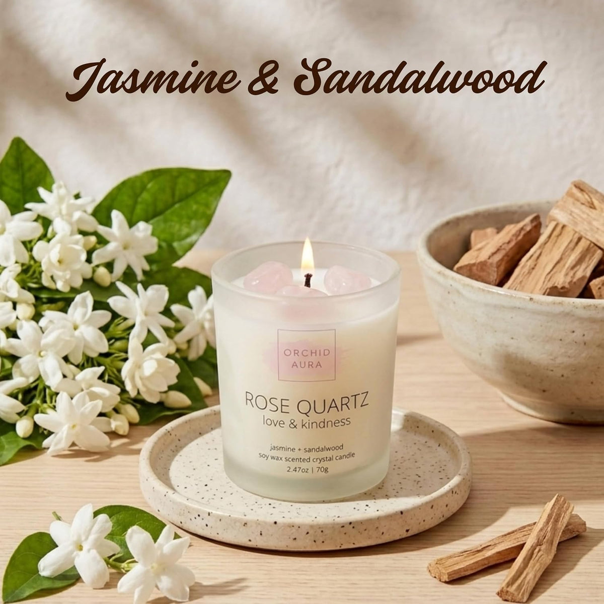 Soy Candles with Healing Crystals. Citrine